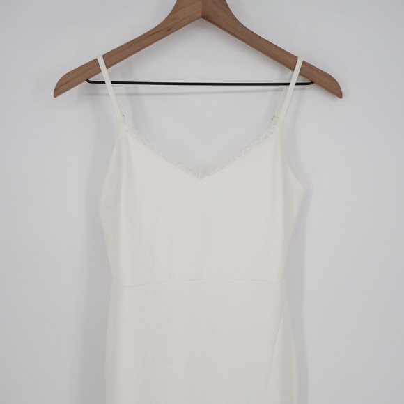 Lulus Maxi Dress Women Small White Stretch Sleeveless Lace Trim V-Neck Back Zip - Picture 4 of 12